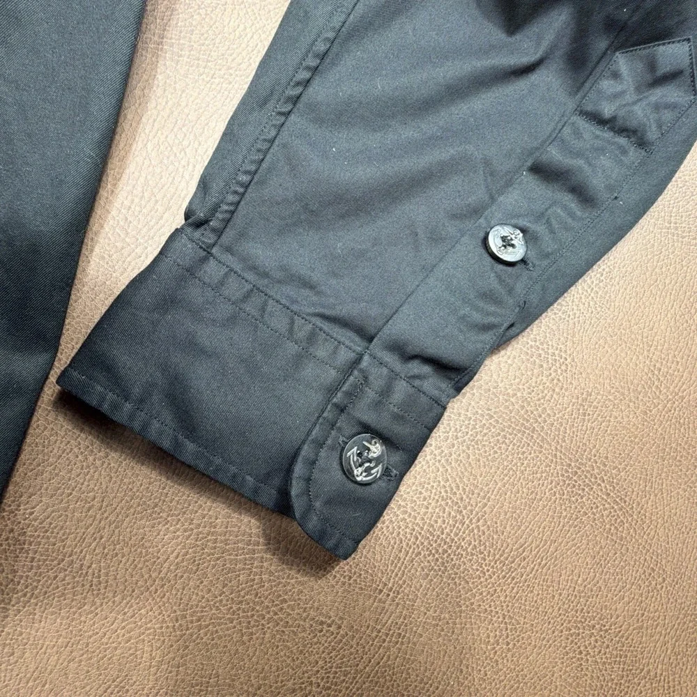 VTG Polo Ralph Lauren Military Shirt Men's M Black Navy Nautical Cargo Baggy 90s
